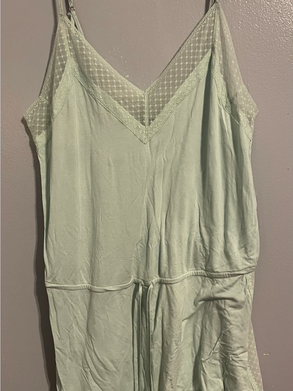 Victoria's Secret Light Mint Lace-Trim Sleep Romper